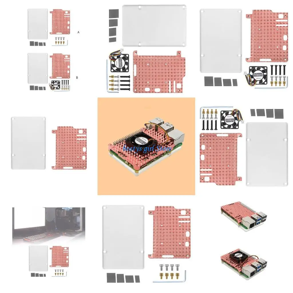 

C7AB Aluminum Heatsinks Passives Cooling Pad with Self-Adhesive Radiators for Pi 5