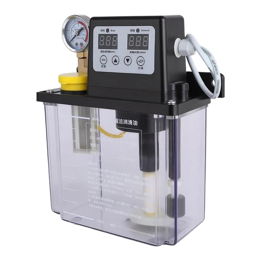 110V Lubricating Oil Pump with Digital Control Panel Adjustable Run Interval 1 999s for CNC Machine Tool Maintenance