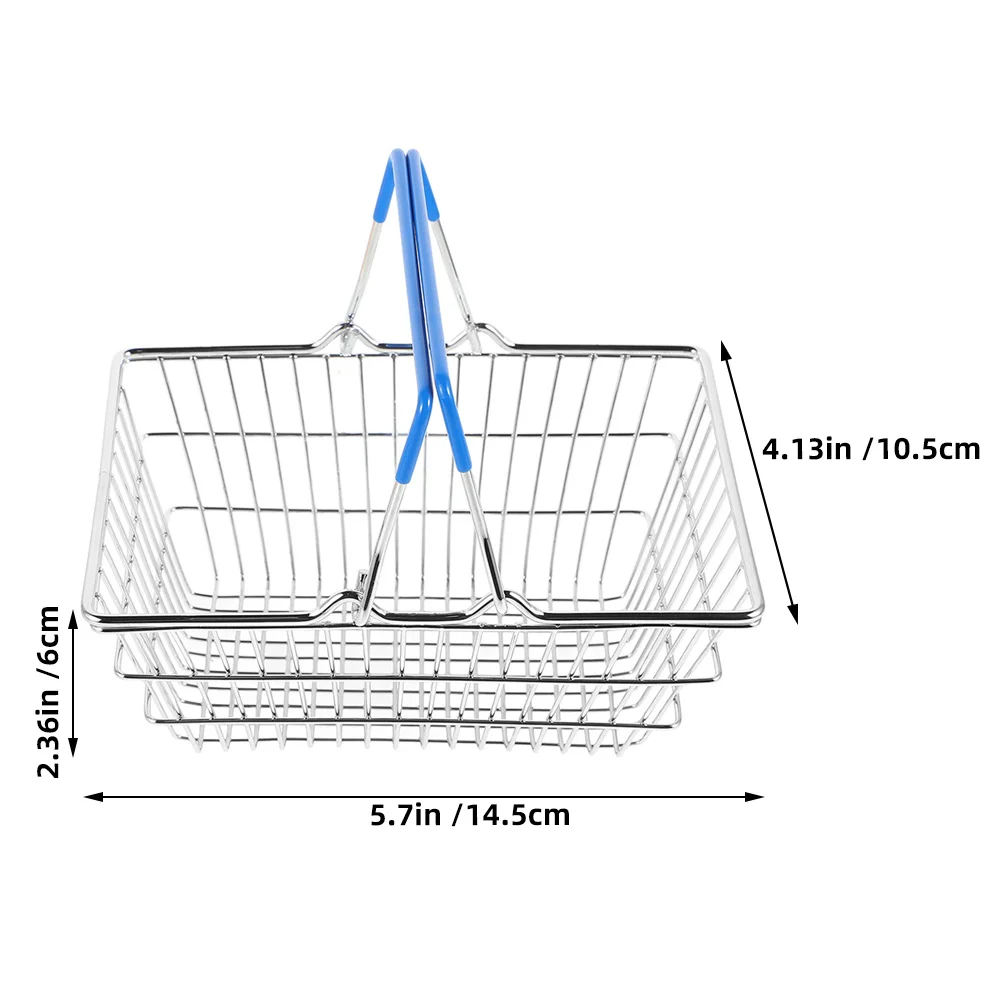 Mini Shopping Basket Iron Simulation Compact Portable Storage for Kids Playroom Grocery Hamper Book Organizer Kids Hamper