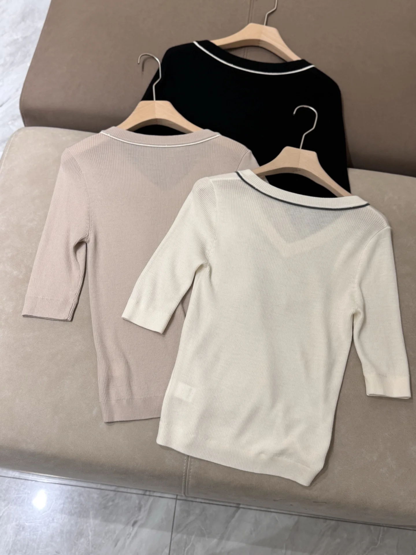 Ele Simple Wool Knitted ort Sve T-Shirt V-Ne Bequemes, faionable Damen Basic Sle Regular Fit Herbst Top