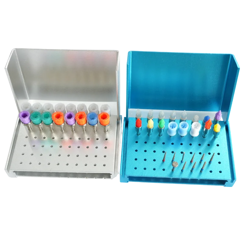 56 Holes Dental Disinfection Endo Files Holder  Autoclave Sterilizer Case Burs for Oral Care Tools Blue/Silvery
