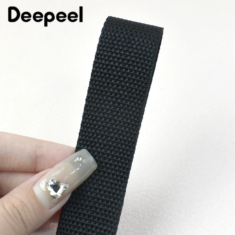 10 metri Deepeel 20-100mm fettuccia in Nylon nero nastro spesso 1.3mm cinghia per bagagli cintura di sicurezza vestiti zaino accessori per cucire