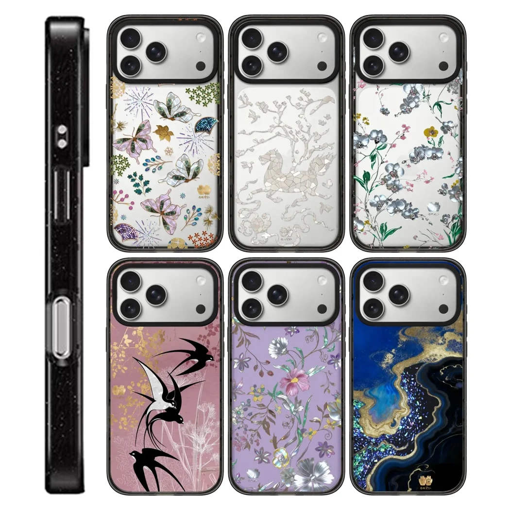 

Flower Bird Beach Acrylic Black Border Magnetic Phone Case Cover for IPhone 12 13 14 15 16 17 Pro Max Case for IPhone 17 Air