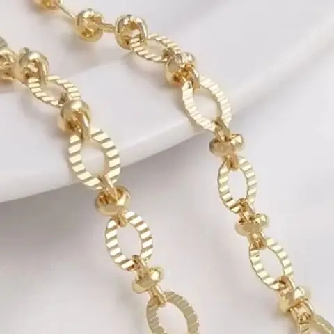 Korean Handmade Chain 14K Package Gold Batch Flower Rectangular Chain Round O Chain Diy Necklace Bracelet Jewelry Loose Chain