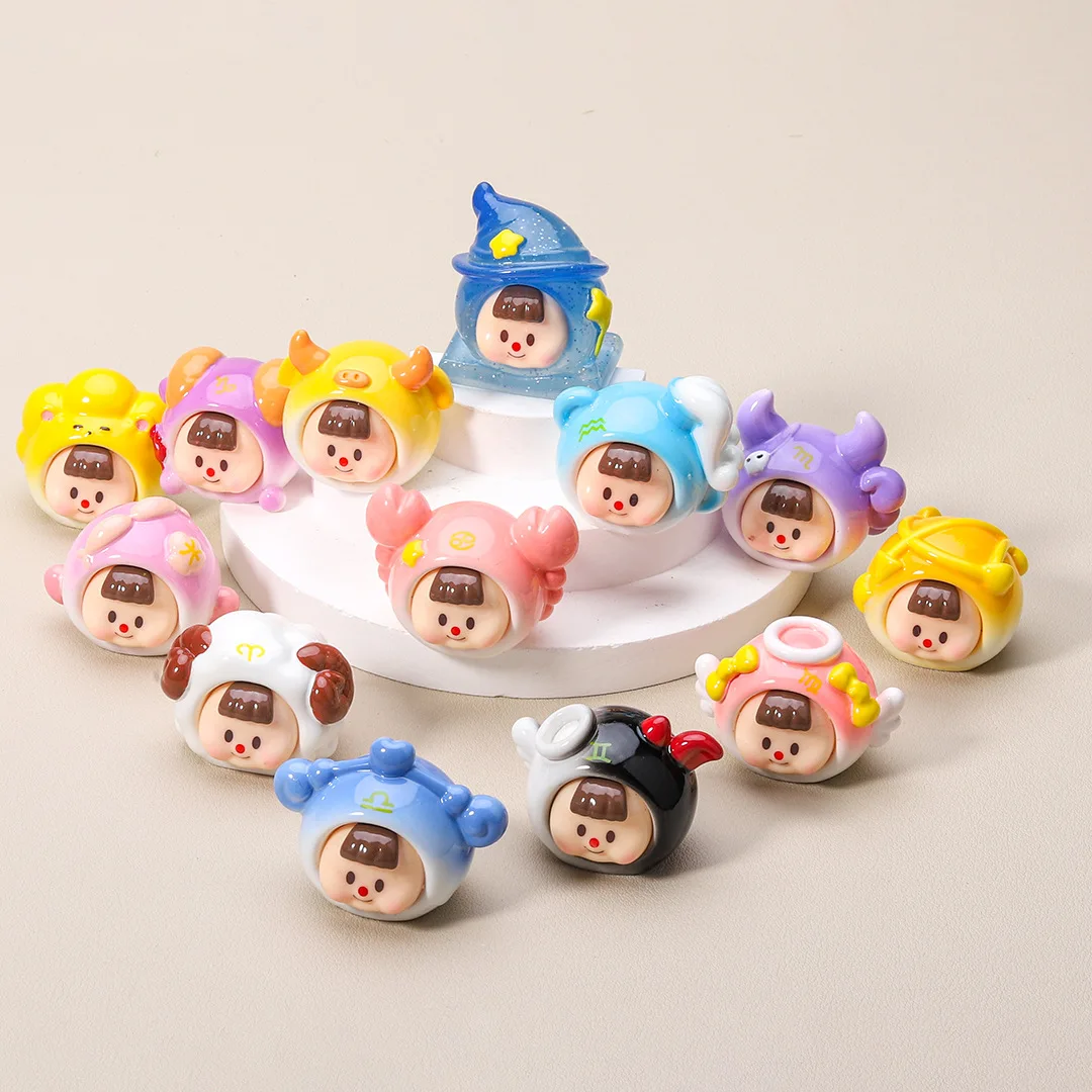 5pcs/lot New DIY Cartoon Doll Charms Zodiac Home Decorations Resin Trendy Play Toy Accessories Gifts Z2207