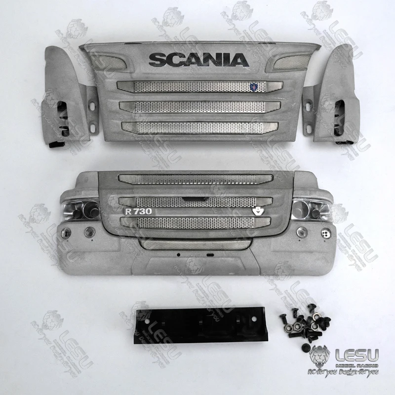 LESU Metal Front Face Bumper for 1/14 TAMIYA RC Scania R730 Tractor Truck DIY Model Car