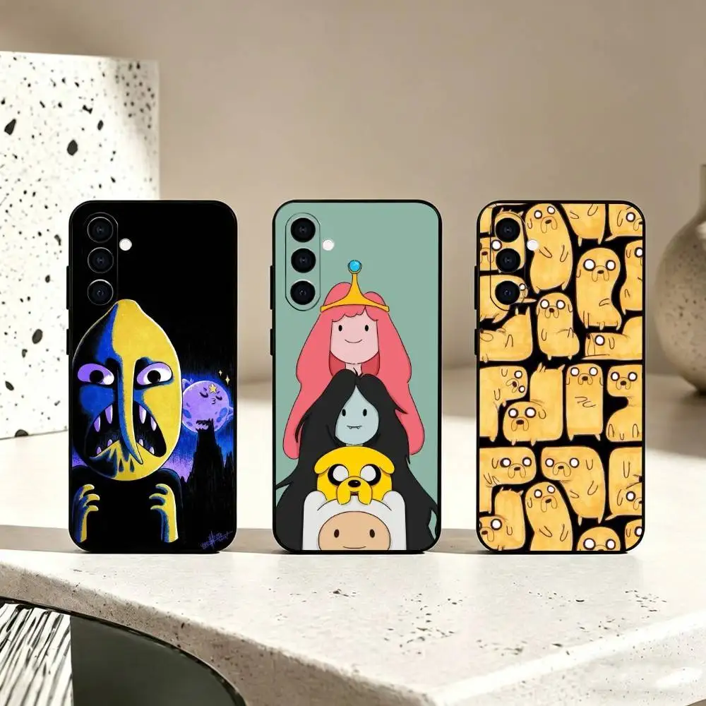 

Funny Cartoon A-Adventures Times Phone Case Black Silicone Soft For Samsung Galaxy A73,A72,A71,A70,A53,A52,A51