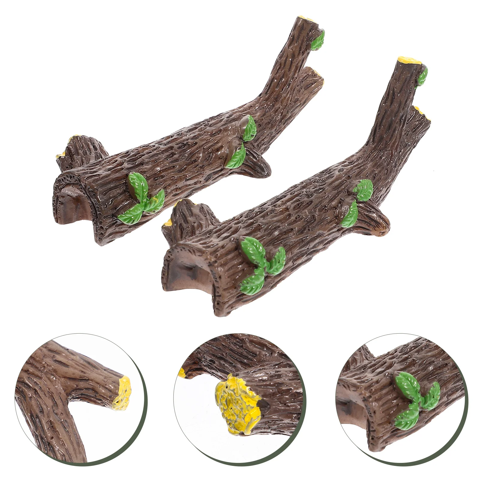 

2pcs Green Leaf Tree Branch Decor Tank Decors Fadeless Wood Landscapes For Aquarium Fish Hiding Plants Synthetic Resin
