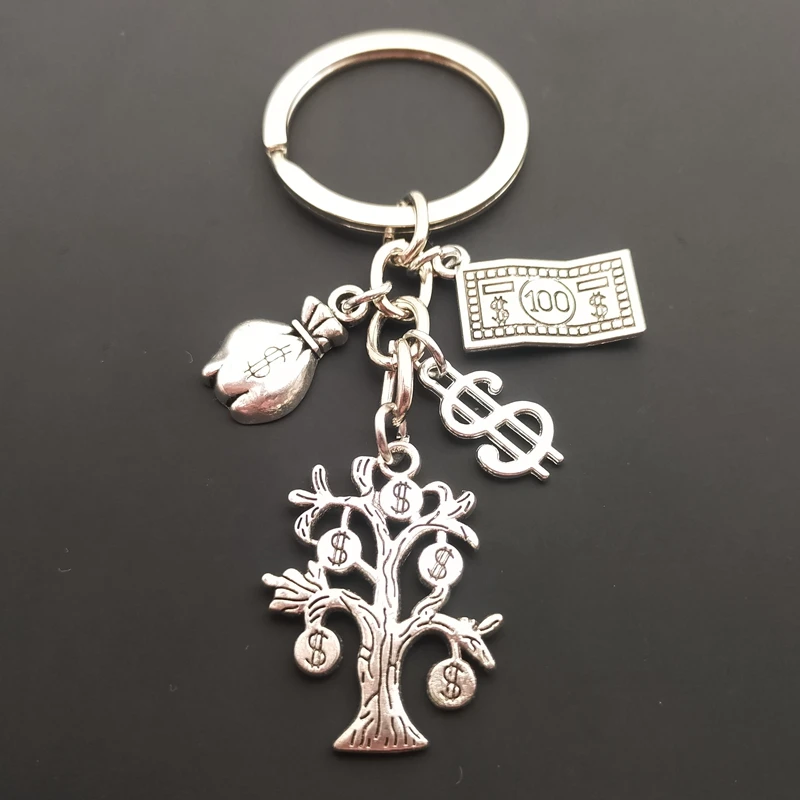 1 stylish keychain keychain jewelry money tree wallet dollar pendant keychain bag chain men and women jewelry gifts