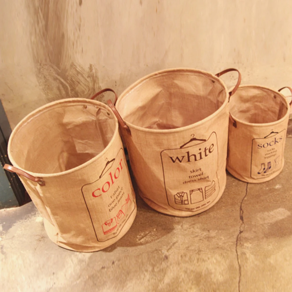 

3 pcs Waterproof Storage Bins Foldable Laundry Hamper Large Capacity Fabric Clothes Basket Handles Dirty Clothes Organizer For