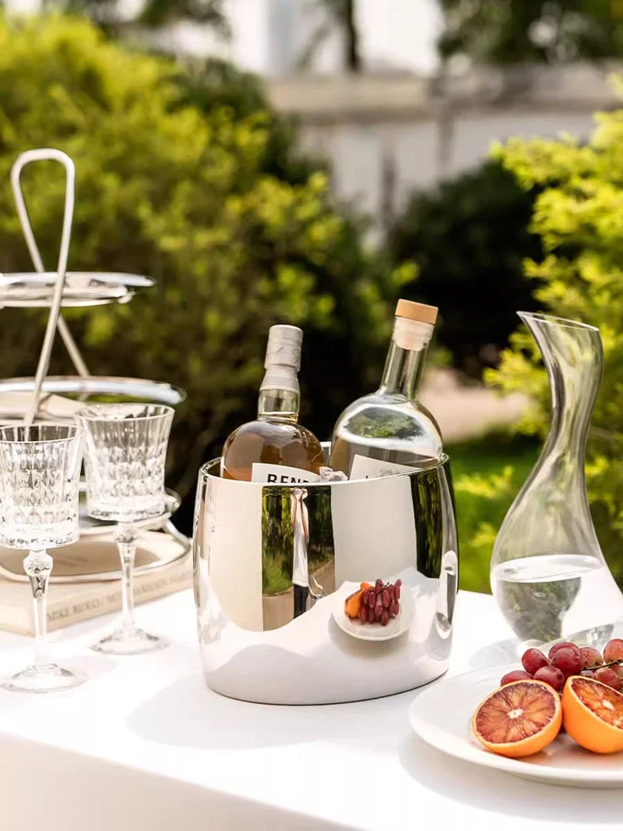 Single Layer Stainless Steel Ice Bucket, Champagne Bucket, Beer Cooler, Luxury Bar Accessory, Home Decoration, Party, Restaurant