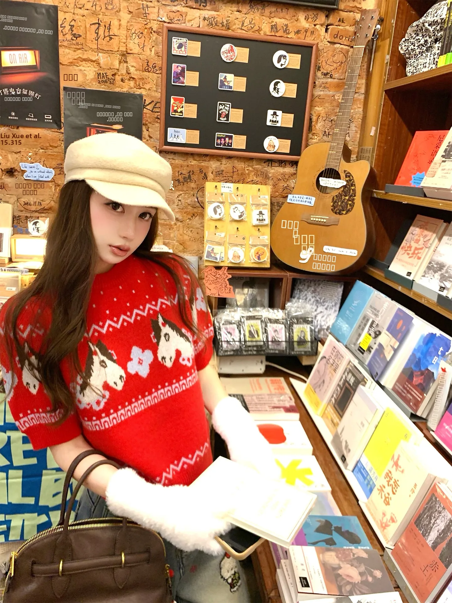 

Xuekeke Red ort Sve Sweater Women's Winter New Cisas Aosphere High-End Sense Layering Faionable Top