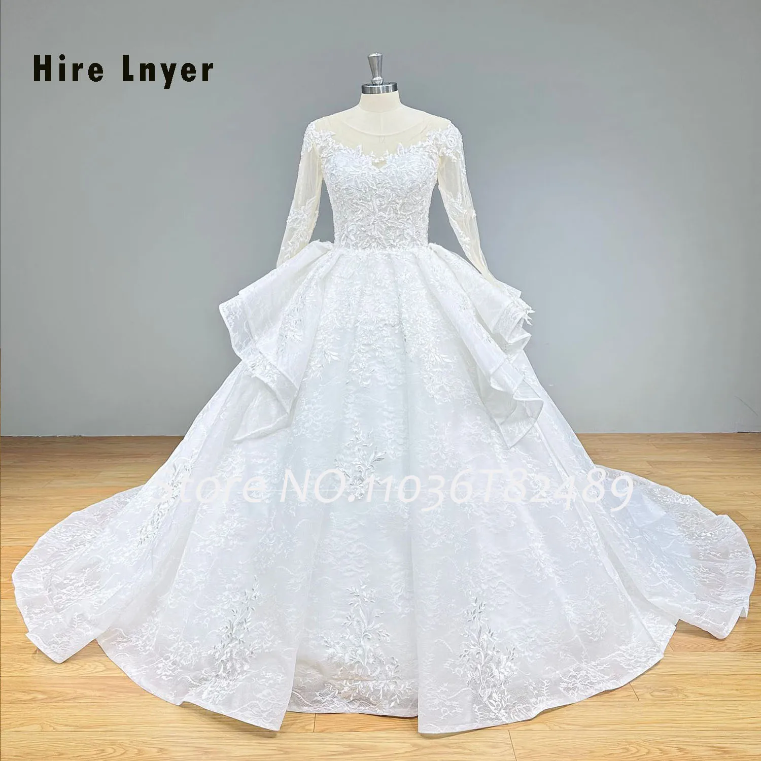 Trouwjurk Beading Lace Ball Gown Wedding Dresses Long Sleeve Gorgeous Vestidos De Novia Lace Up Back Vintage Bridal Gowns