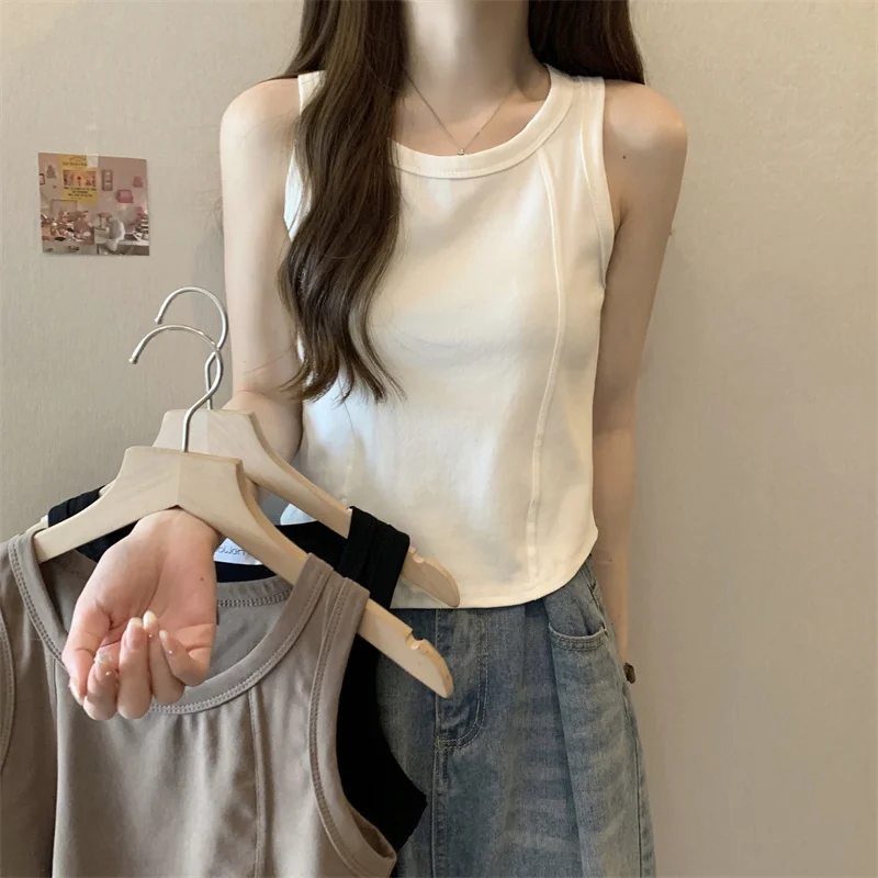 

White U-Ne Base Layer Strap Vest 2023 Summer New Waist-Cinching Slim Svel Women's Design Sensation Top