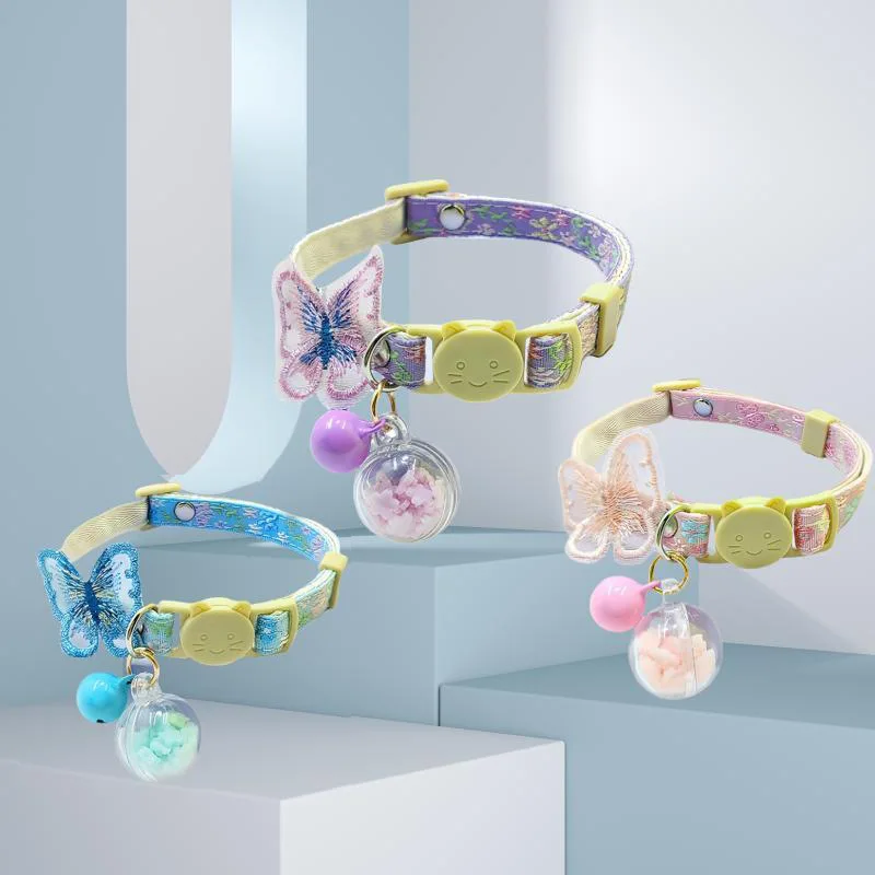 

1pc Glow-in-the-Dark Cat Collar with Butterfly & Floral Design, Cute cat collar，Collar for Indoor/Outdoor Cats，No Battery ，