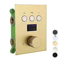 Brushed gold brass 3-way thermostatic mixing valve Temperature display 3-function shower diversion valve