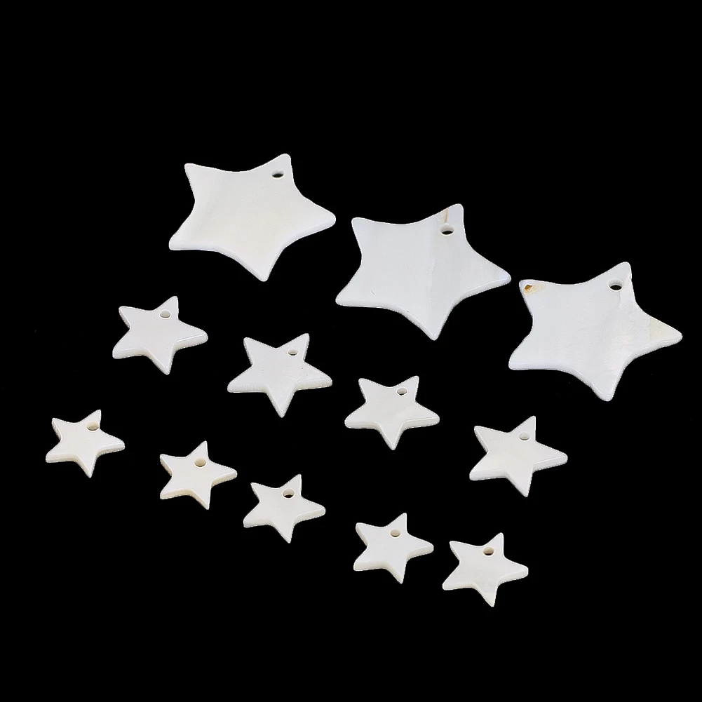 5 قطع قذيفة بيضاء طبيعية ثقب واحد الخماسي سحر صنع المجوهرات الاكسسوارات DIY المواد المنزل شنقا تزيين مُثبت