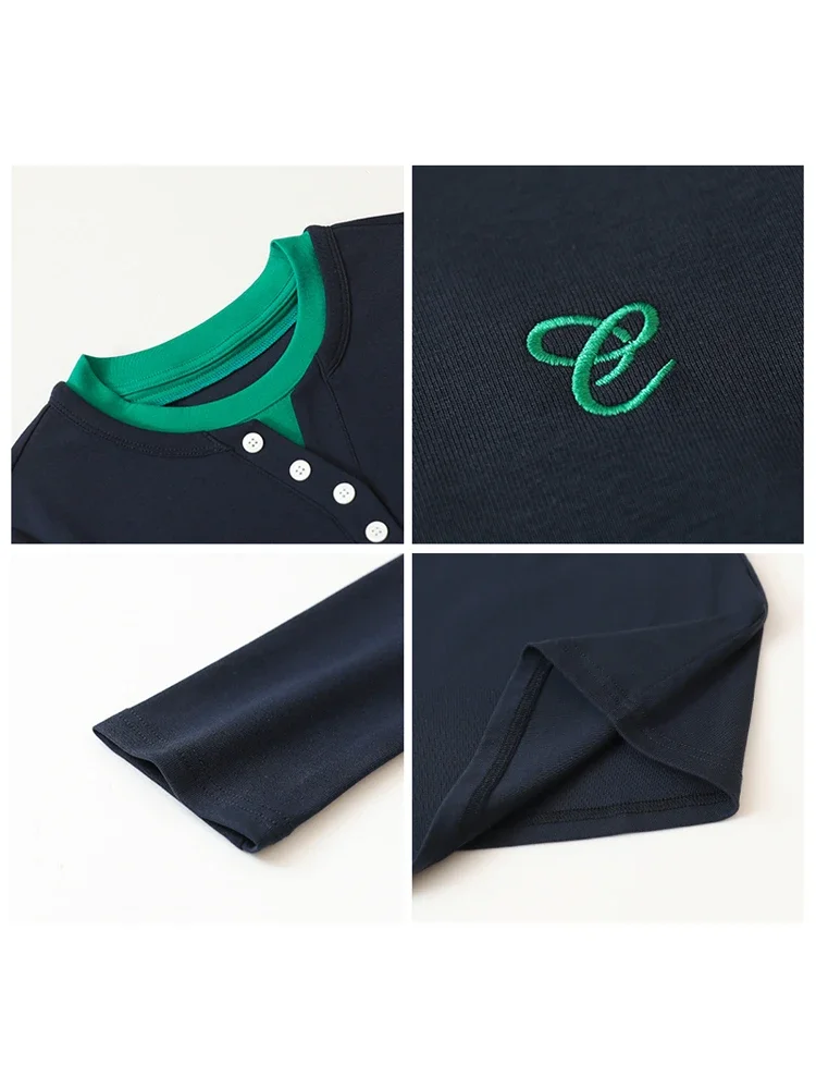 シック VEN 女性ドレス A ライン O ネックカジュアル新コントラスト長袖スポーツ Tシャツドレススリムプリーツ春夏 2025