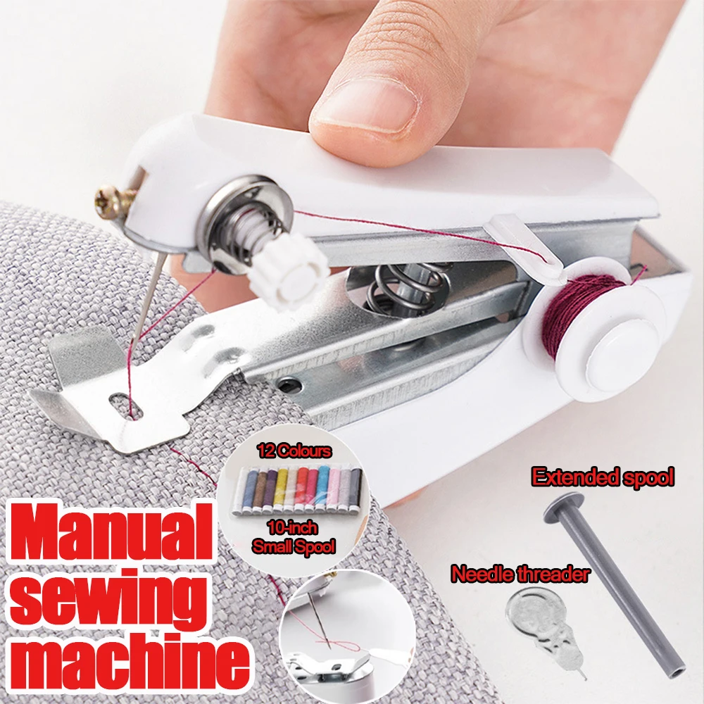Mini máquinas de coser inalámbricas portátiles, máquina de coser Manual útil para bricolaje, ropa para el hogar, accesorios de herramientas de mano de cuero