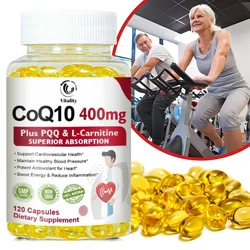 CoQ10 Capsules (Ubiquinone) 400mg with PQQ, Antioxidant Support for Brain, Heart, & Energy Health – Coenzyme Q10 Supplement