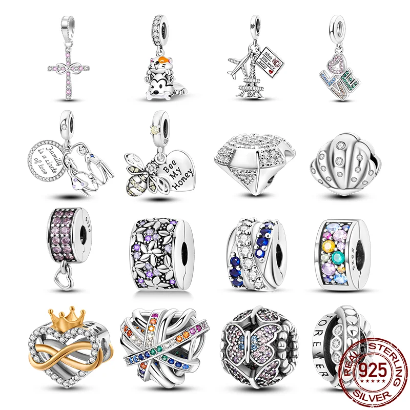 

S925 Sterling Silver Zircon Series Charms Fit Original Pan Bracelet&Bangle DIY Beads For Women Birthday Fine Jewelry Gift