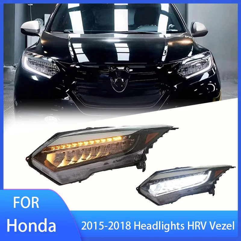 

Поп-фара для Honda HR-V светодиодные фары 2015-2018 HRV Vezel DRL указатель поворота дальнего света линза проектора «ангельский глаз»