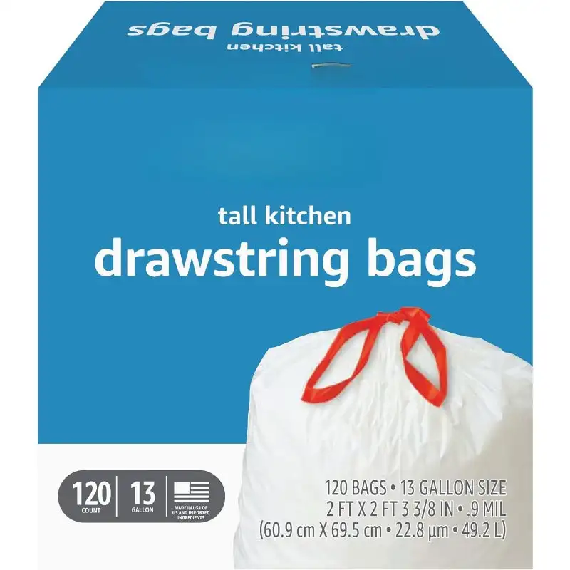 

Tall Kitchen Drawstring Trash Bags, 13 Gallon, 120 Count