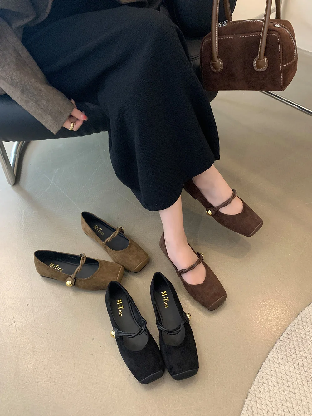 

Square Toe Women Flats Loafers 2024 New Arrivals Dance Shoes Black Brown Green Belt Buckle Casual Mules Shoes Woman Size 35-39