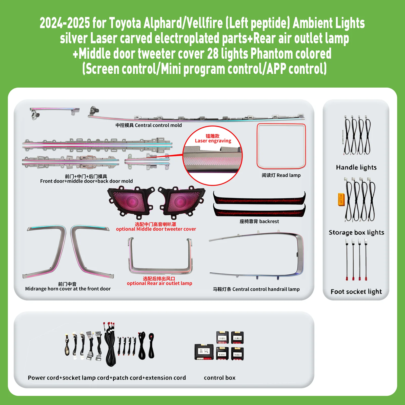 Right peptide For Toyota Alphard/Vellfire 2024-2025 Years APP Control Ambient Light Dashboard Decorative LED Atmosphere Lamp Str