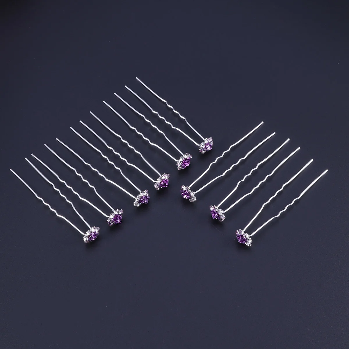 

20pcs U-shaped Rhinestone Flower Hairpin Clips for Wedding Bridesmaids Formal Accessories Women Hair Tool Decorative Bridal
