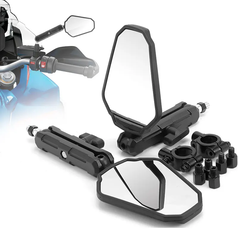 

Folding Motorcycle Side Wing Rearview Mirrors 360° Rotatable Adjustment for BMW R1200GS R1250GS 790 CB650R MT09 Off-Road Cruiser