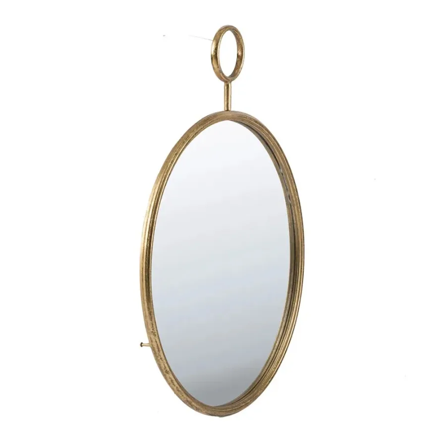 22" x 28" Round Gold Iron Frame Wall Mirror Decorative Accent Mirror for Living Room Entryway Office