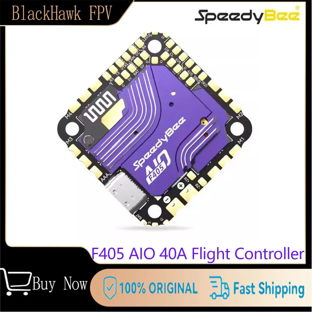 

SpeedyBee F405 AIO 40A 25.5x25.5 Flight Controller with ICM-42688 Gyro New SPA06-003 Barometer for RC FPV Freestyle Drone
