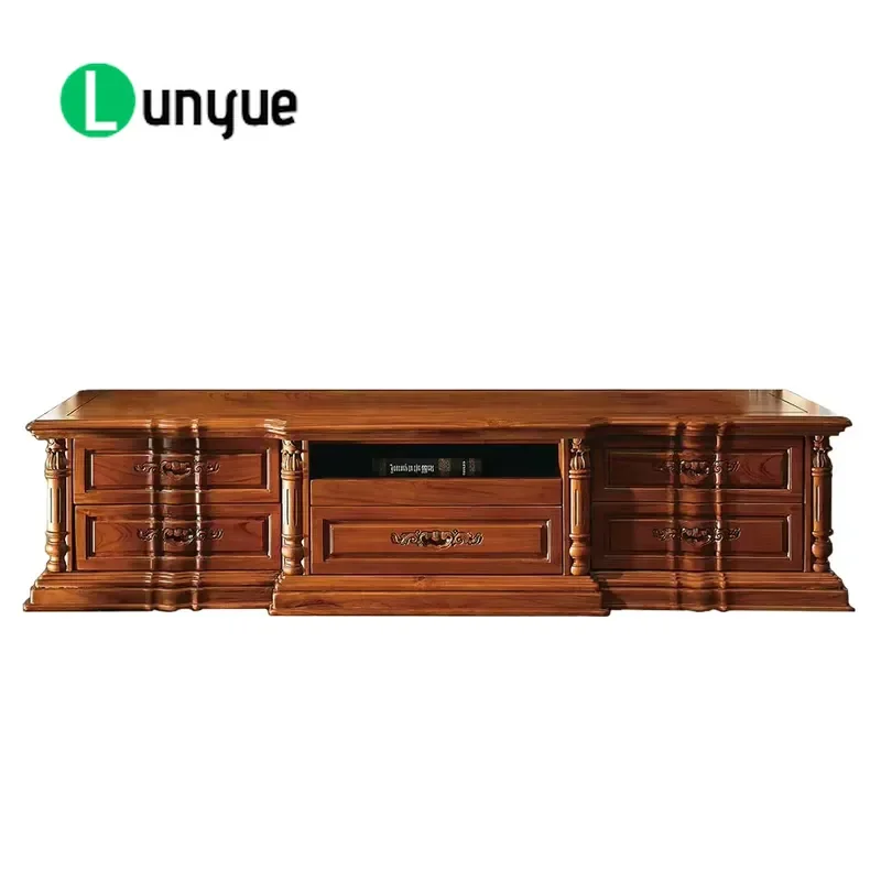 Handcrafted Antique European Carved Teak TV Cabinet Durable Sustainable Comfortable Stylish Living Room Home Furniture