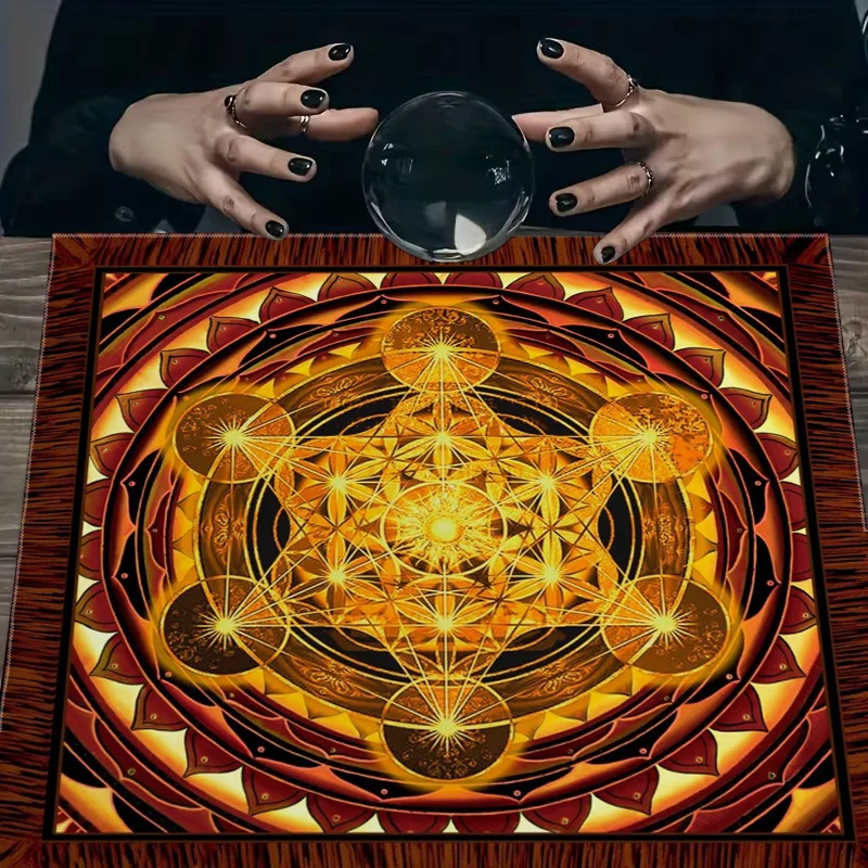Tarot Cloth Small Tarot Cloth Three Card Spread [2D Flat Printing] 1pc Decorative Tablecloth, Sacred Geometry Metatron Cube