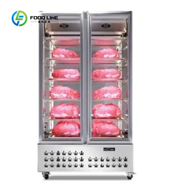 Customized double door commercial 304 stainless steel 800L dry cooked meat display cabinet air-cooled automatic defrosting