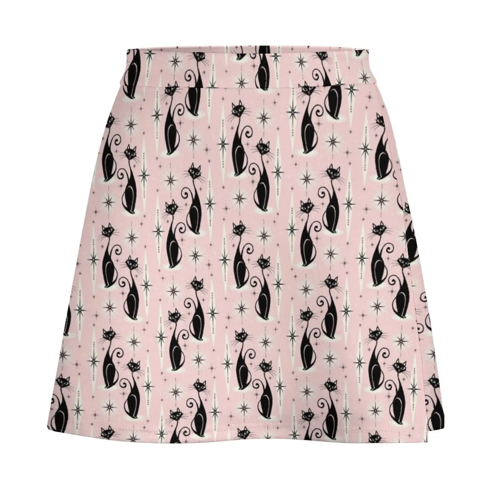 Mid Century Meow Retro Atomic Cats LG ?studioxtine Mini Skirt skorts for women School skirt night club women Mini Skirt