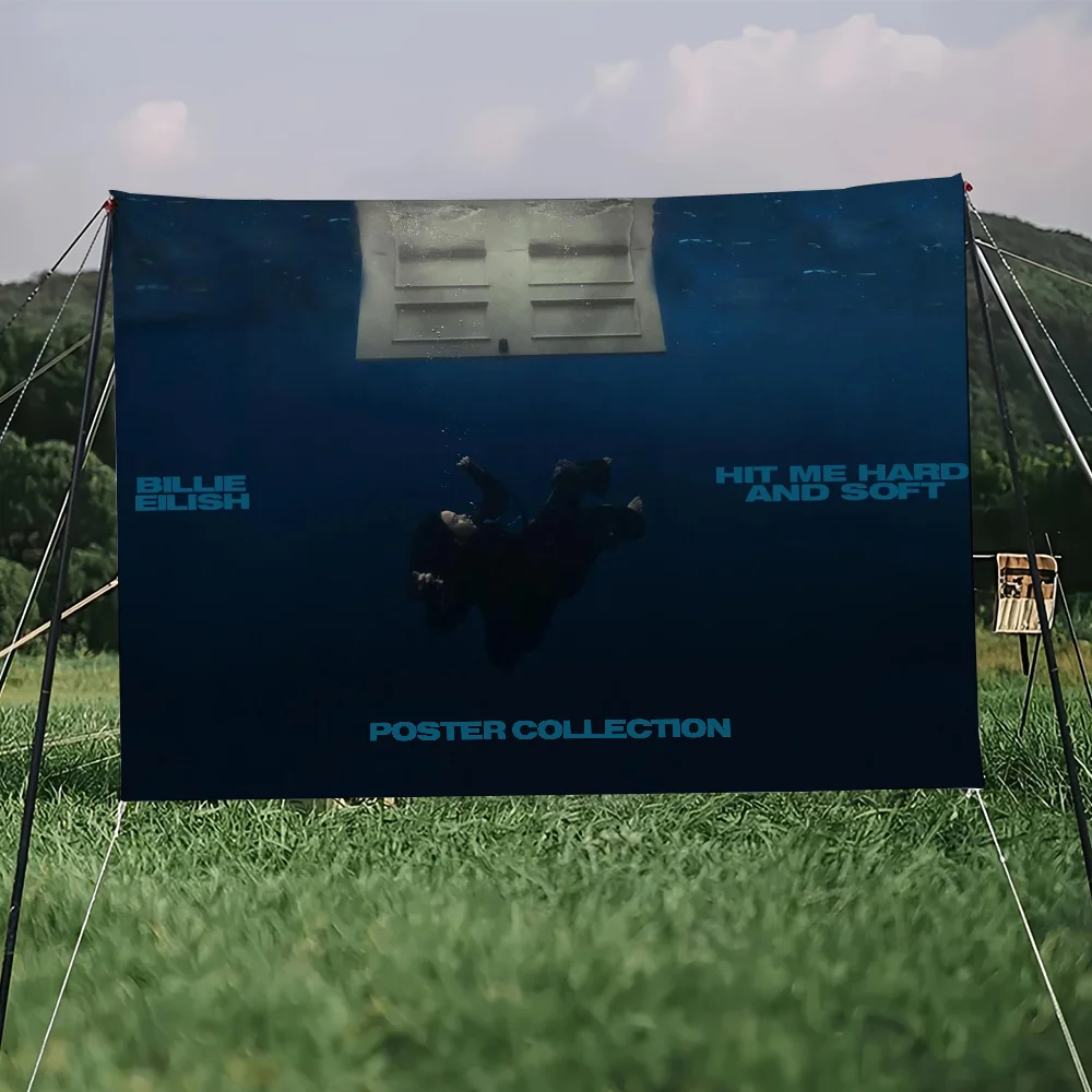 B-Billie Singer Hit Me Hard and Soft E-Eilish flag For Picnic Party Art Home Decoration Outdoor Camping Banner