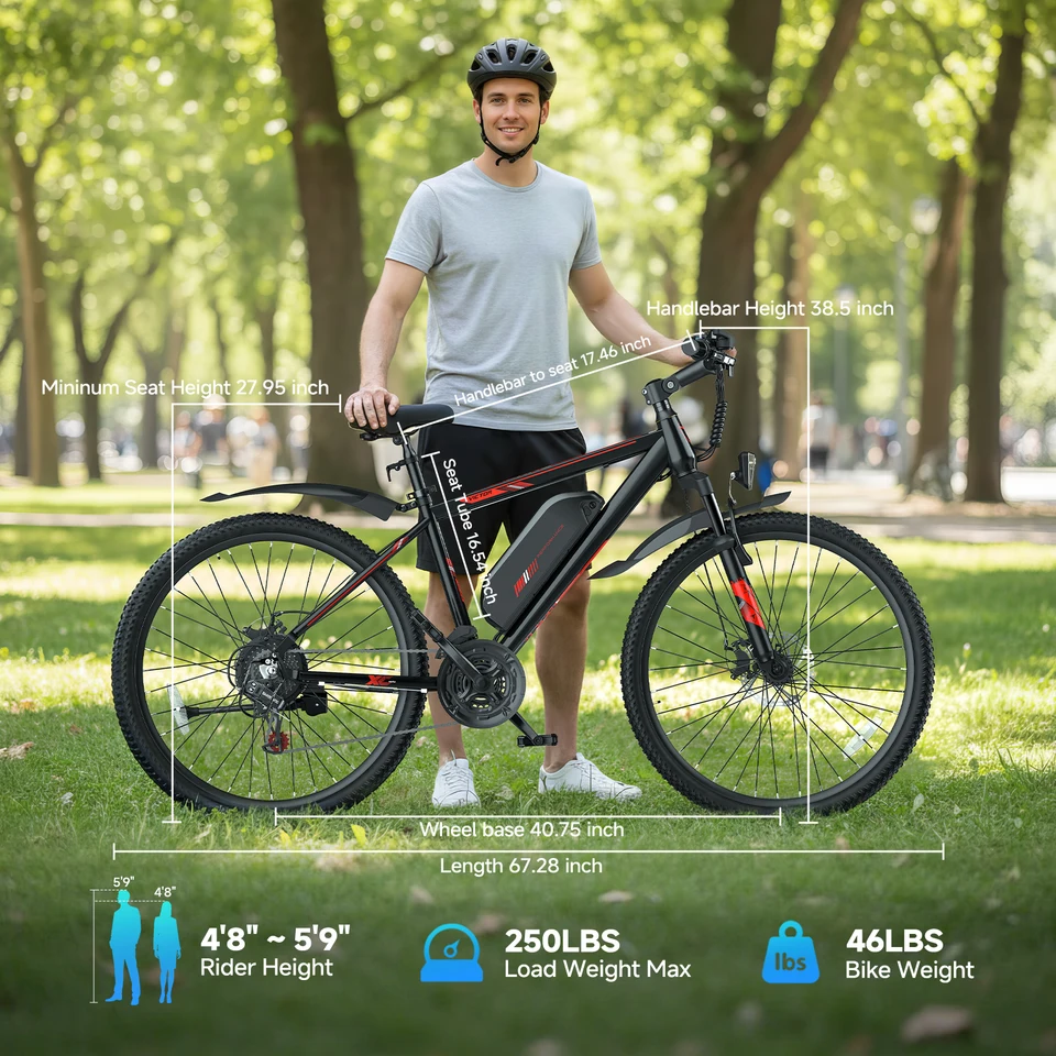QNUT Electric Bike for Adults/Teens, Peak 749W Motor 20MPH 21-Speed Commuter Ebike, 36V 10.4Ah Removable Battery Up to 45 Miles, 26" Aluminum Frame with Dual Disc Brakes, UL 2849 Certified image 10