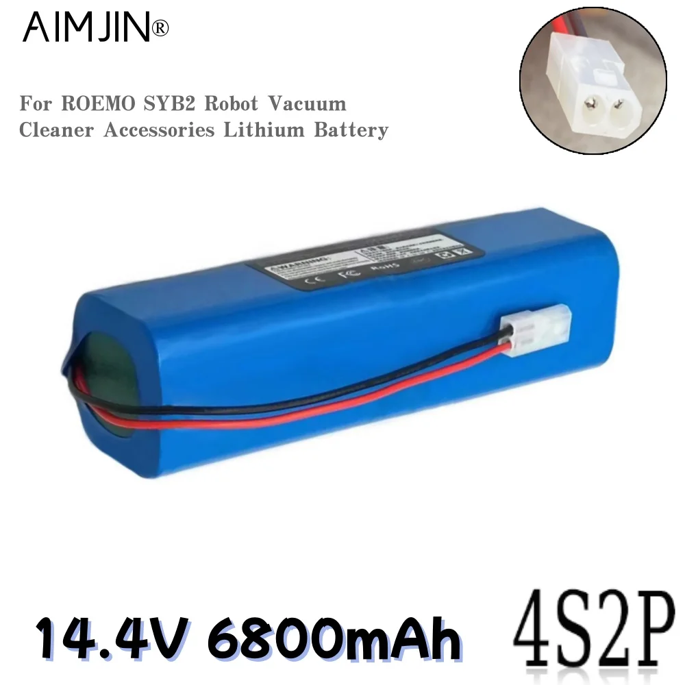 

14.4V 4S2P battery For ROEMO SYB2 Robot Vacuum Cleaner Original 6800mAh 18650 Lithium ion Battery pack