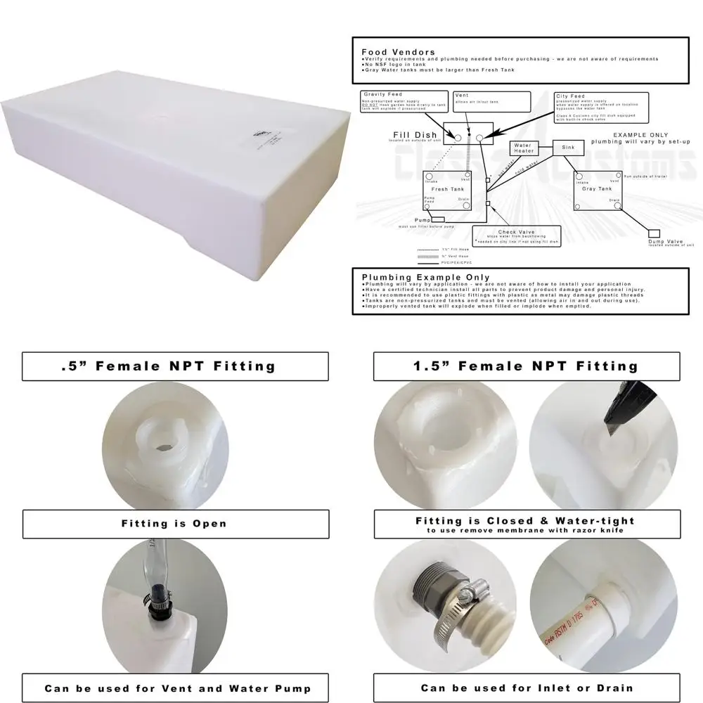 25갤런 RV 신수 및 오수 탱크 - 클래스 A 컨세션 마운트 UM-2500
