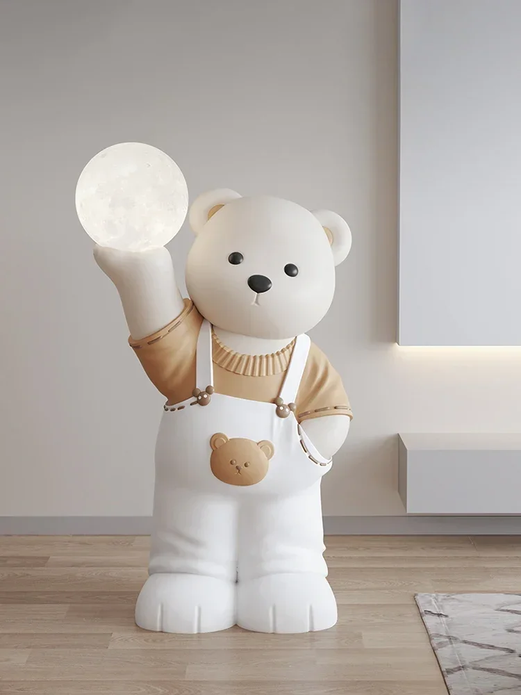 Nordic Home Decoration Cartoon Bear Sculptures And Figurine Light Luxury Room Decor Large Home Decoration Accessories Floor Lamp