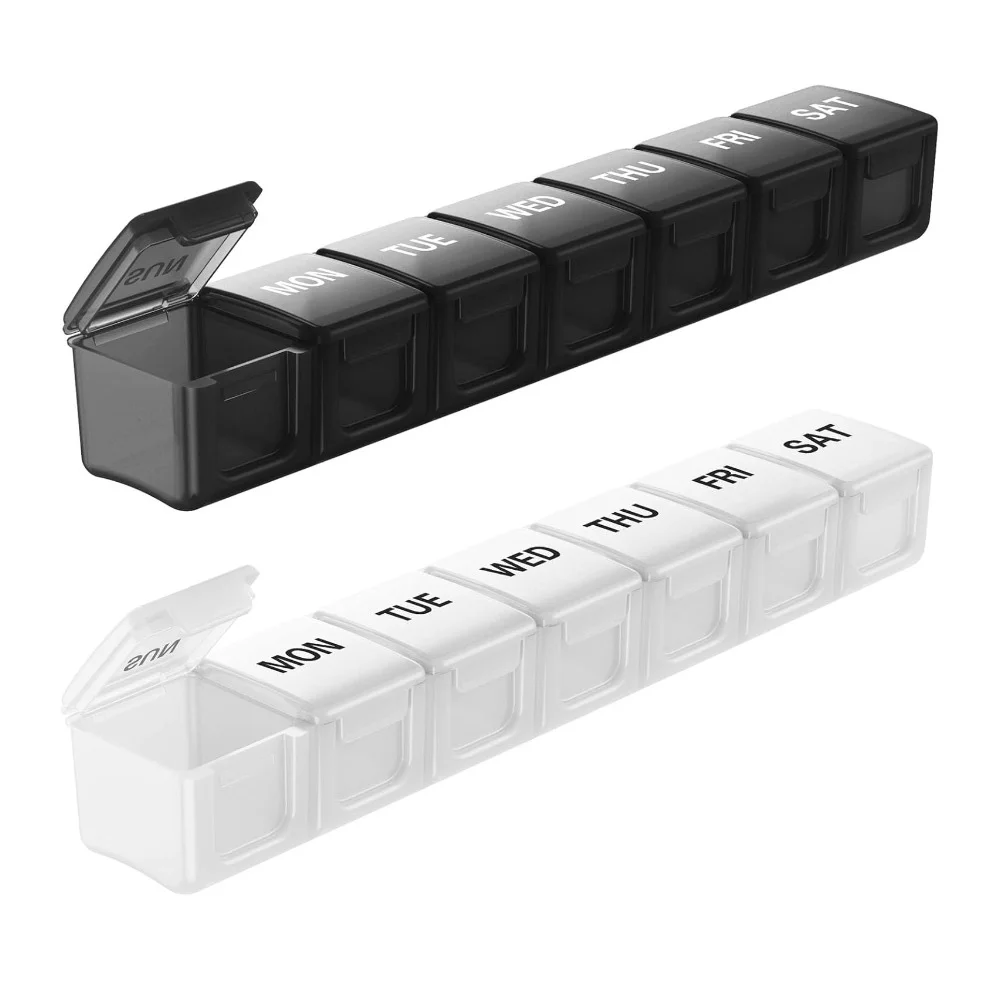 New Premium Portable Weekly Pill Cases 7 Day 7 Grids Pill Organizer Storage Box Container Travel for Medicine Vitamins Fish Oils
