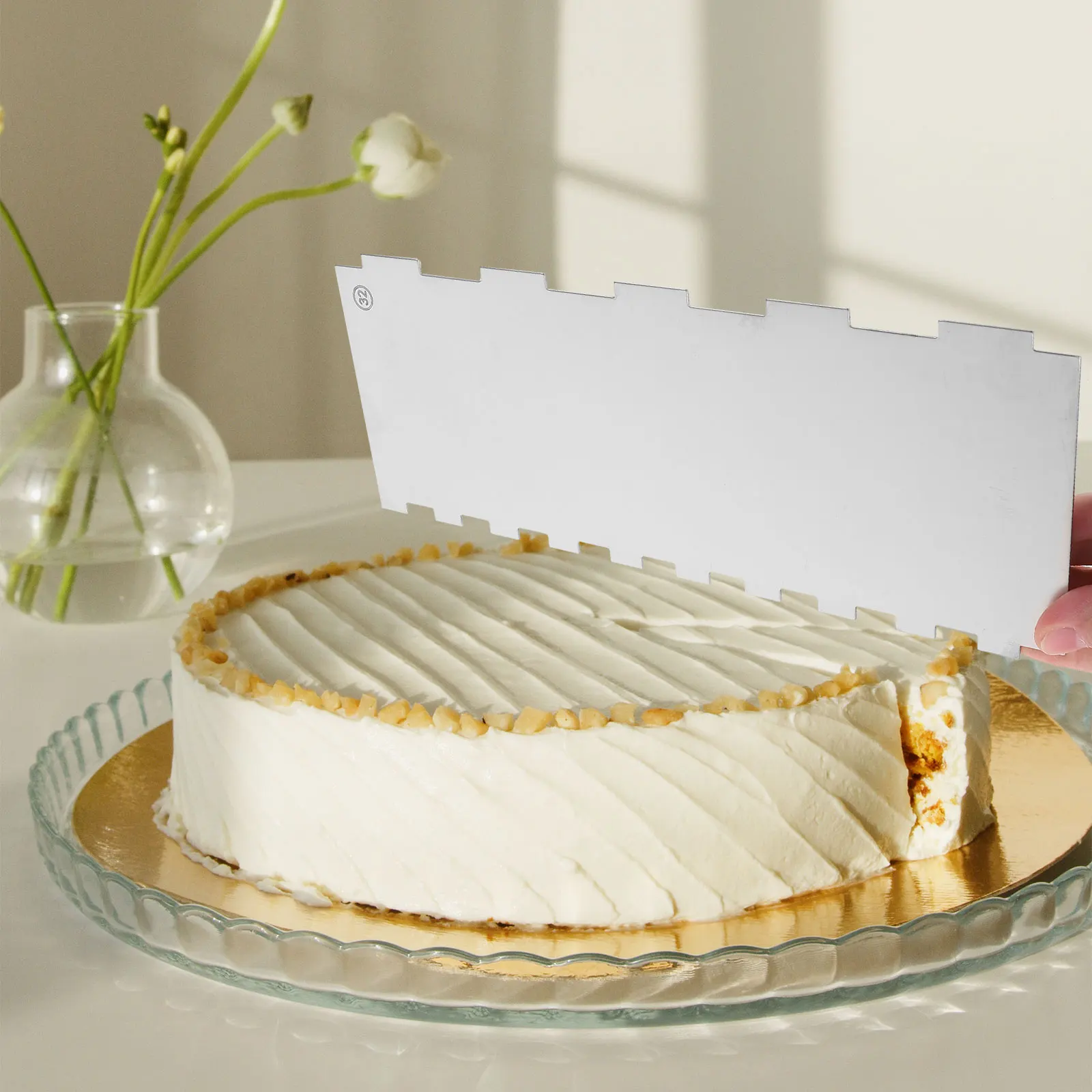 

Stainless Steel Cake Scraper Large Double Sided Patterned Smoother For Cream Cheese Baking Kitchen Scraper Dough Pastry