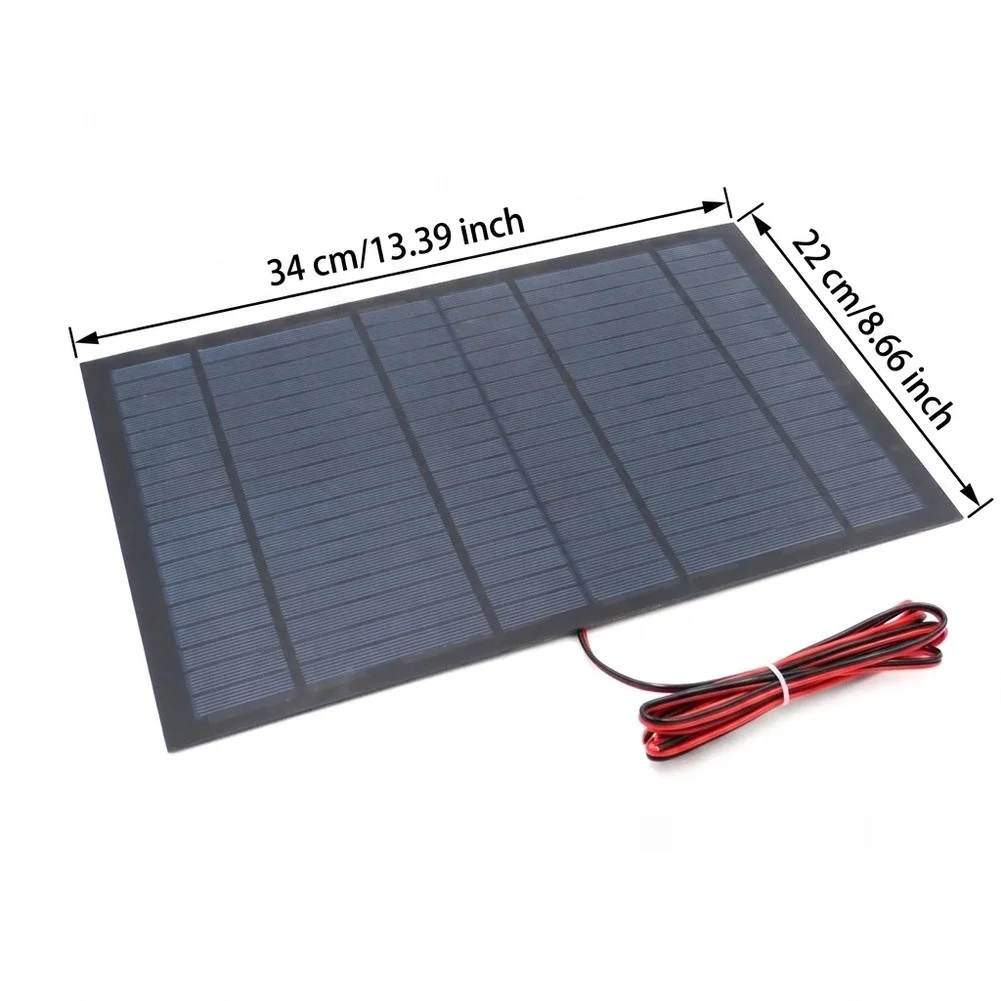 18V 10W Solar Panel with 200cm Cable for Direct For Charging of 12V Batteries and Support of Small Off-Grid Electrical Loads