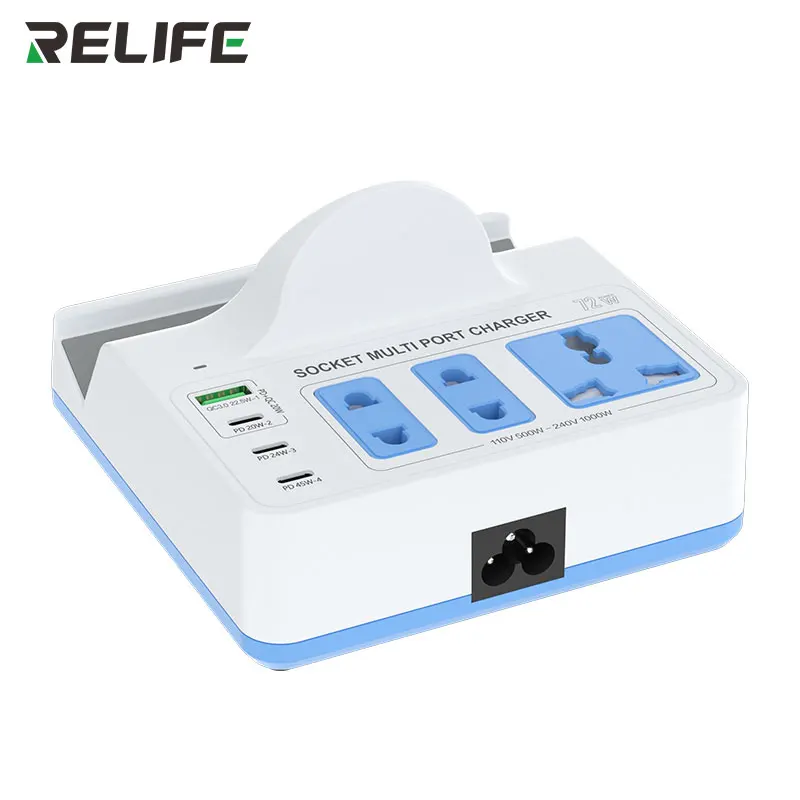 Relife RL-309H 72W QC&PD Integrated Fast Charger Desktop Smart Socket With 15W Wireless Charging For Mobile Phone Tablet Laptops