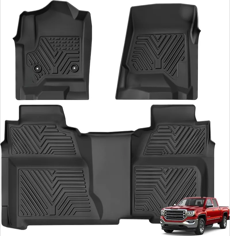 

Floor Mats Compatible with 2014-2018 Chevy Silverado/Sierra 1500 Crew Cab, 2015-2019 Silverado/Sierra 2500 HD/3500
