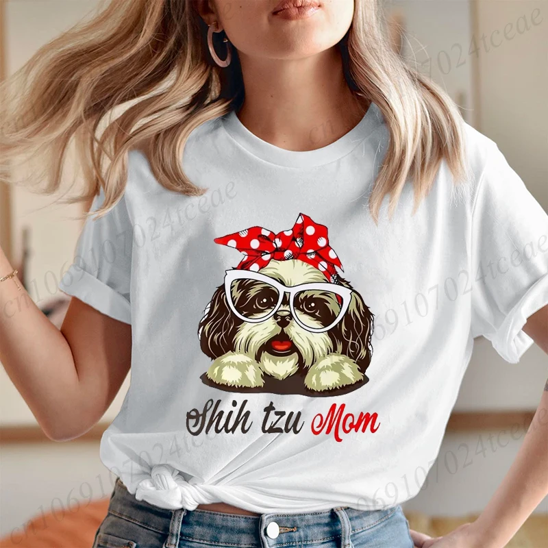 

Ши-тцу мама аниме кавайная футболка женская Harajuku летние топы мультфильм Ши-тцу графические футболки модная унисекс футболка в корейском стиле