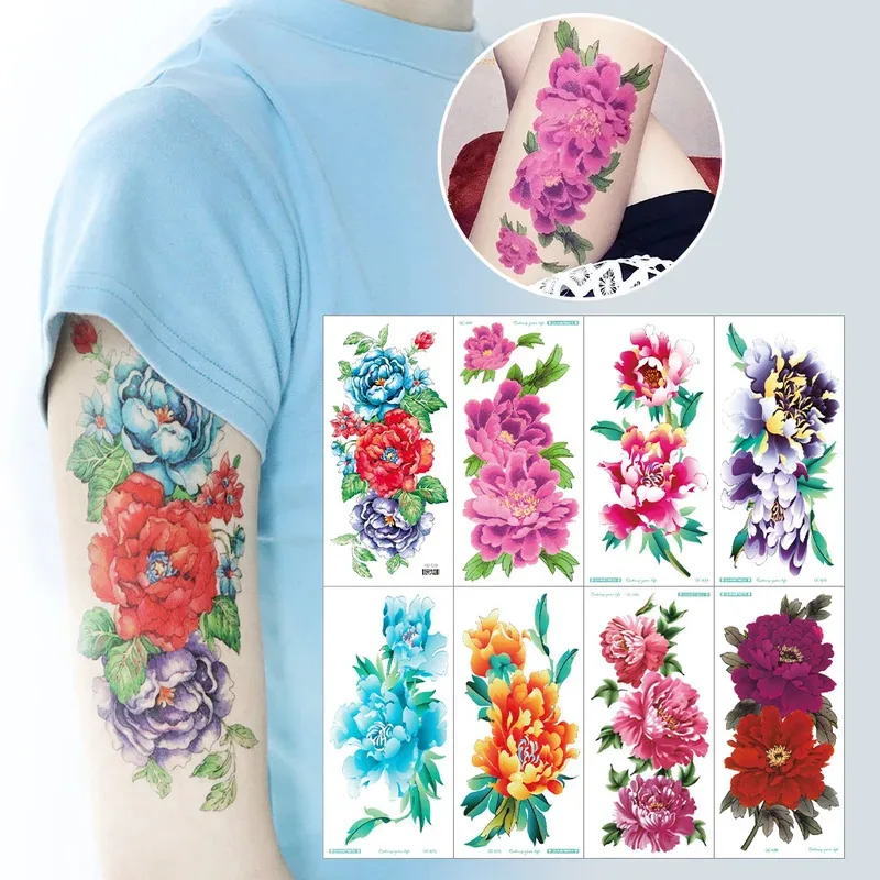 

8Sheets Waterproof Bright Flora Tattoo Stickers for Girls, Rose,Peach Blossom Tattoo Flower Temporary Fake Tattoos for Women