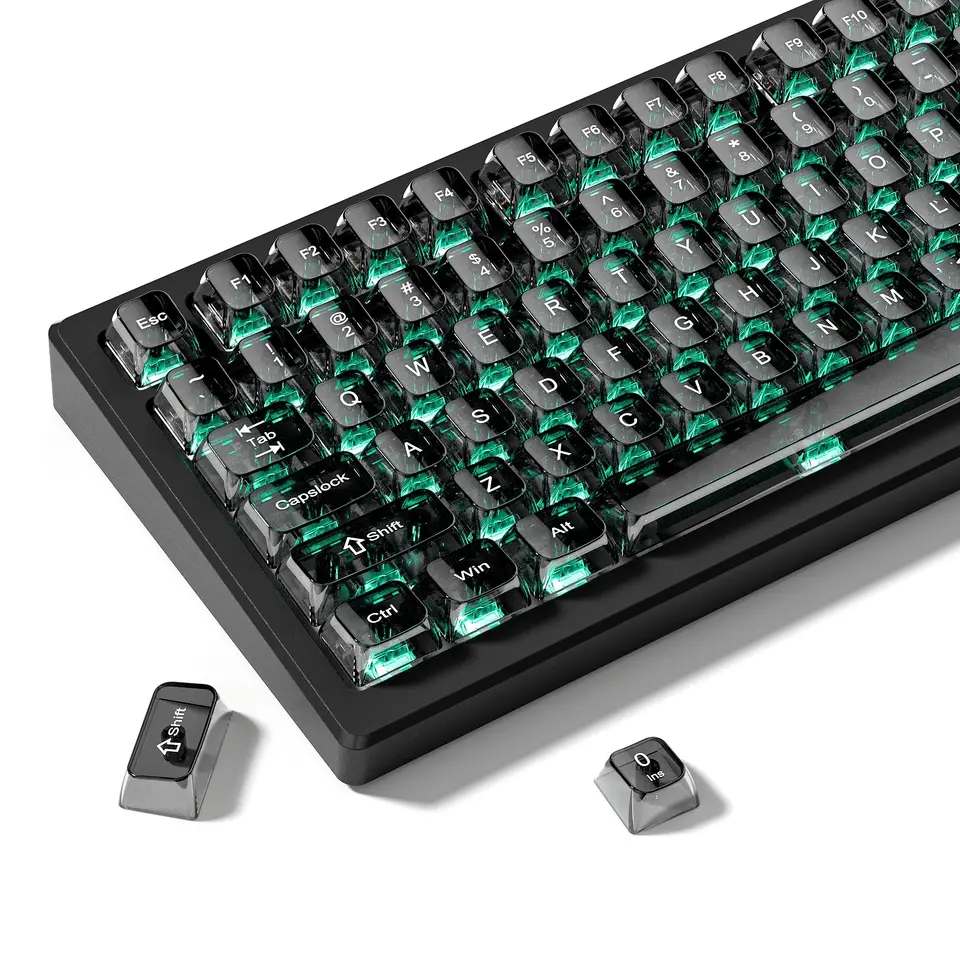 115 キー黒透明クリアキーキャップクリスタルセラミック PC キー